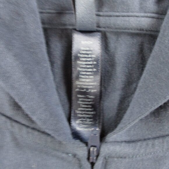 SKIMS Cotton Jersey Zip Up Slim Hoodie Womens Small Navy Blue Cropped Sweatshirt - Picture 9 of 10